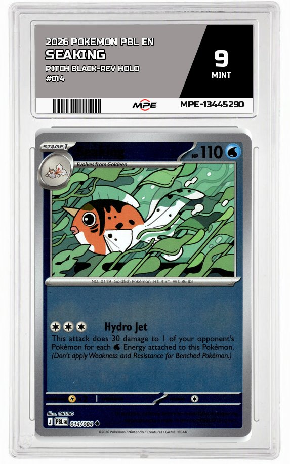 2026 POKEMON PBL EN Pitch Black-REV HOLO #014 Seaking MPE 9 MINT — graded card auctioned from the MPE vault