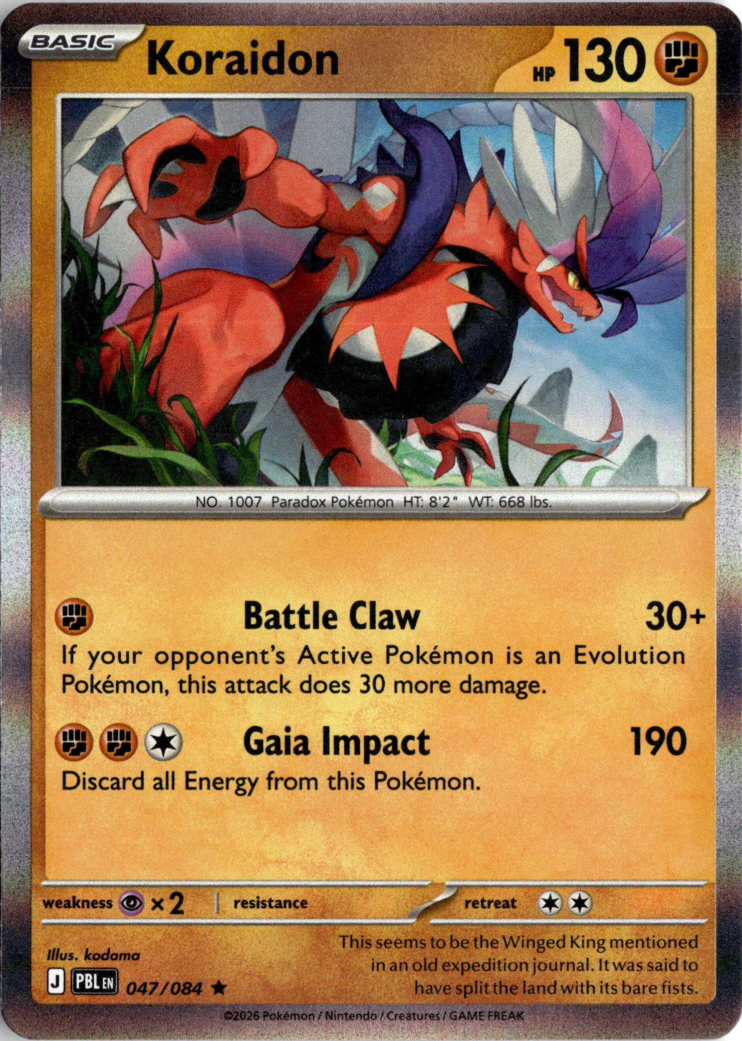 2026 Pokemon Pbl En Koraidon graded slab