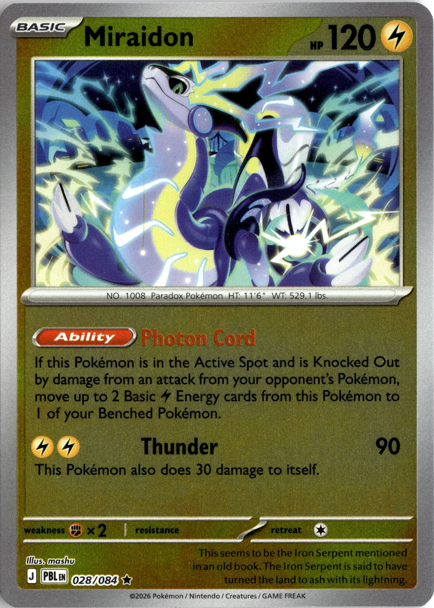 2026 Pokemon Pbl En Miraidon graded slab