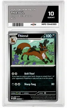 2026 POKEMON PBL EN Pitch Black-REV HOLO #054 Thievul MPE 10 GEM/MT — graded card up for auction
