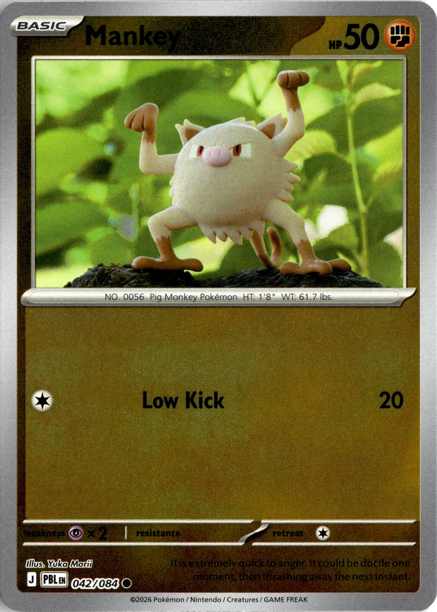 2026 Pokemon Pbl En Mankey graded slab