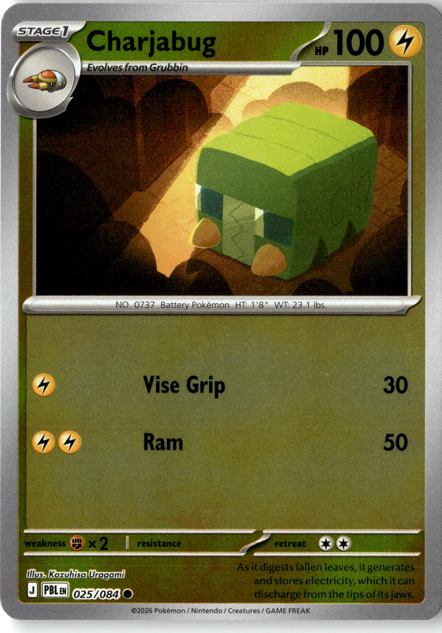 2026 Pokemon Pbl En Charjabug graded slab
