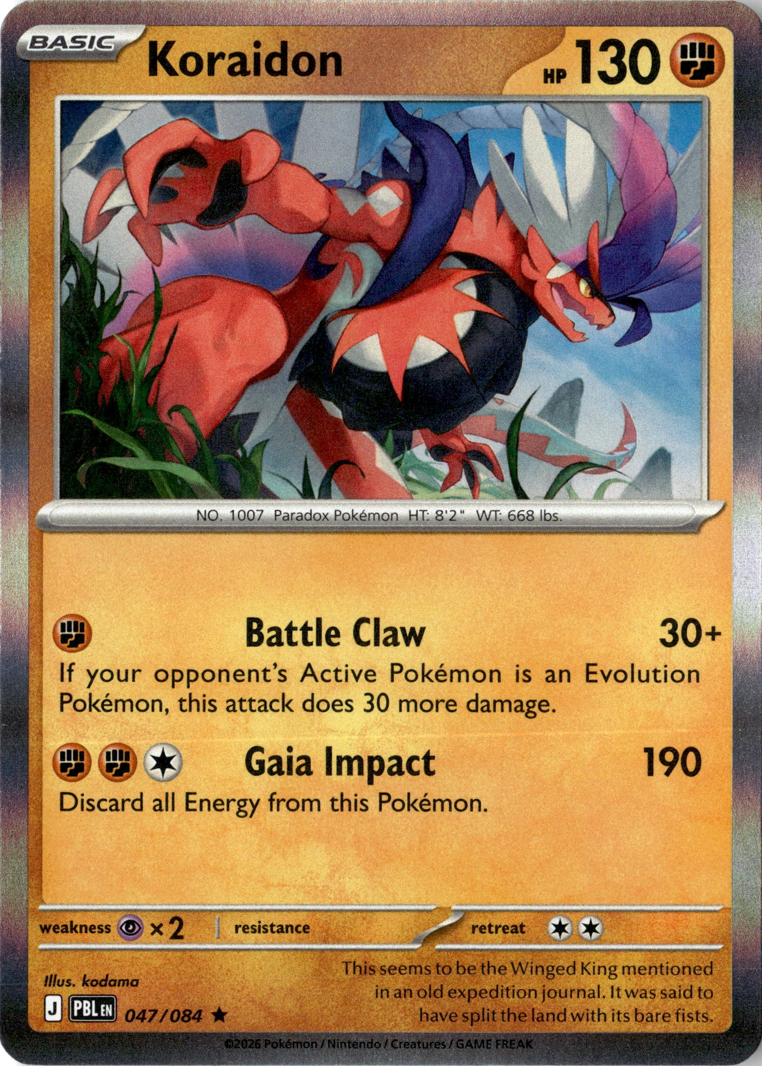 2026 Pokemon Pbl En Koraidon graded slab