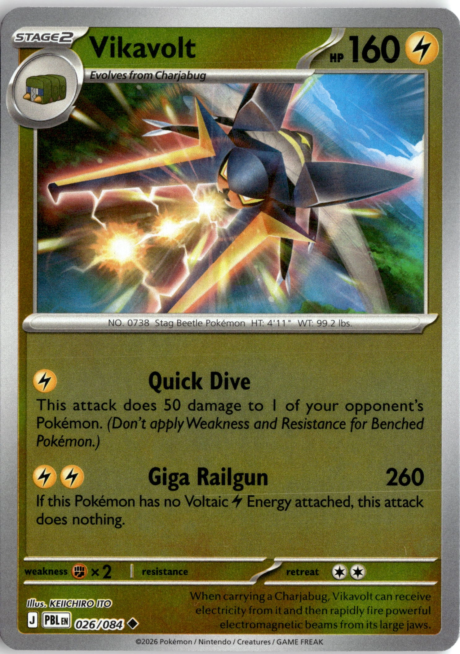 2026 Pokemon Pbl En Vikavolt graded slab