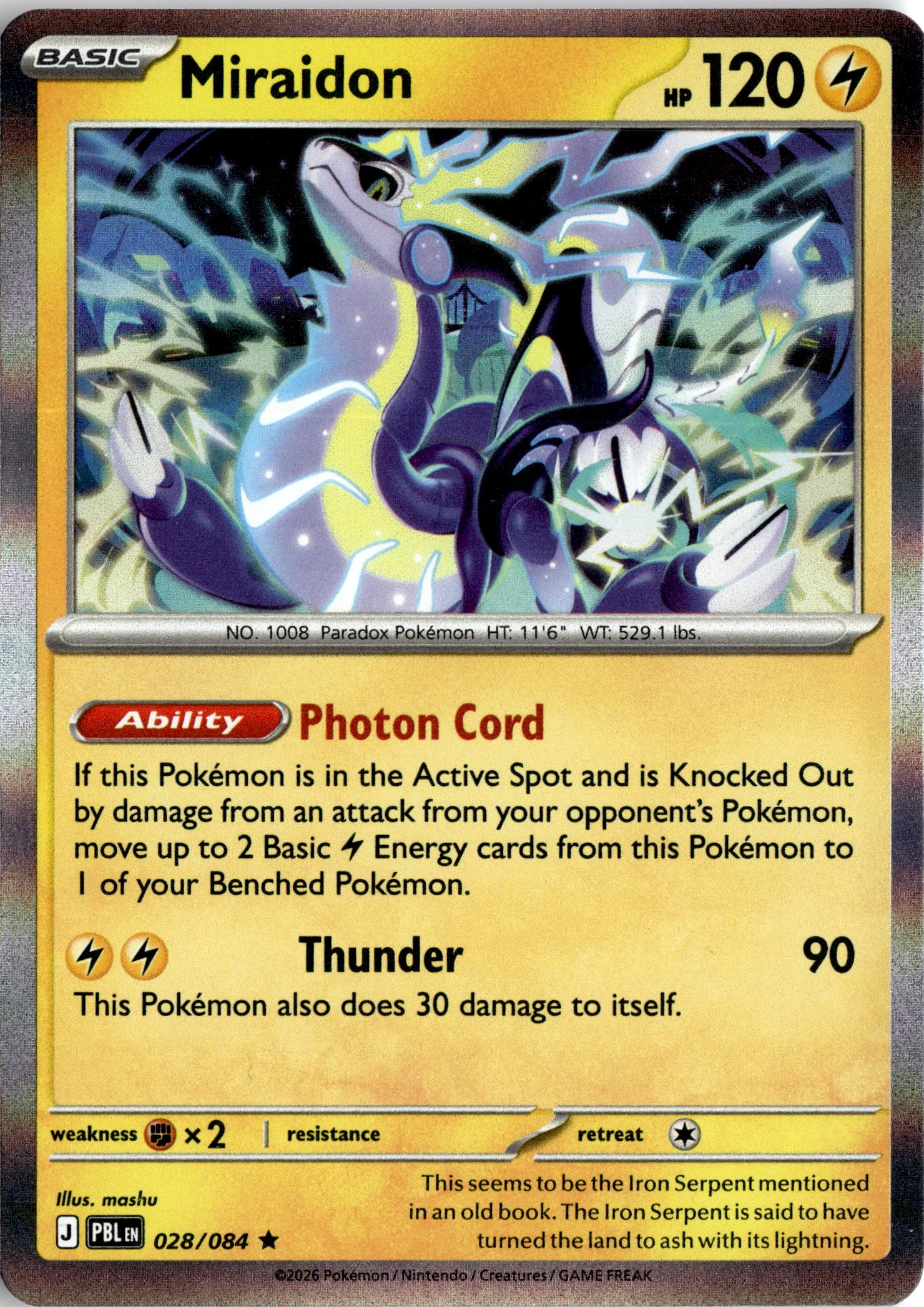2026 Pokemon Pbl En Miraidon graded slab