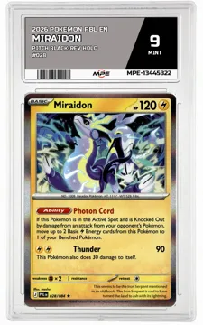 2026 POKEMON PBL EN Pitch Black-REV HOLO #028 Miraidon MPE 9 MINT — graded card up for auction