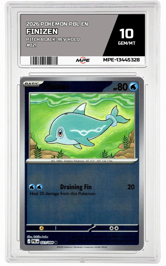 2026 POKEMON PBL EN Pitch Black-REV HOLO #021 Finizen MPE 10 GEM/MT — graded card auctioned from the MPE vault