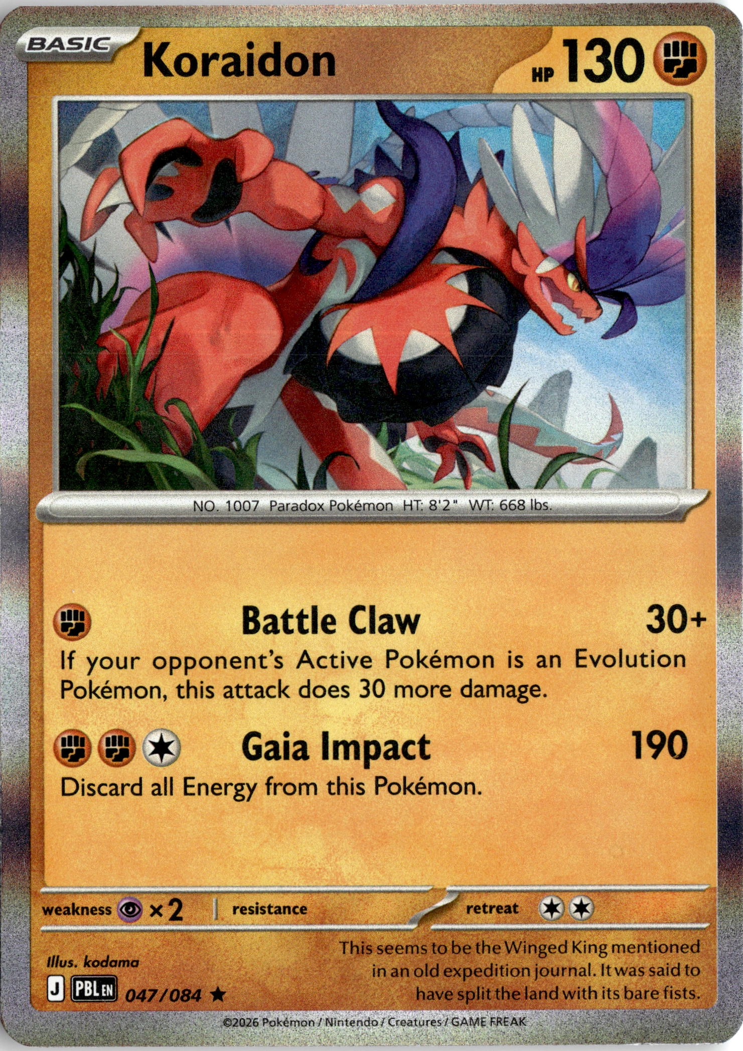 2026 Pokemon Pbl En Koraidon graded slab