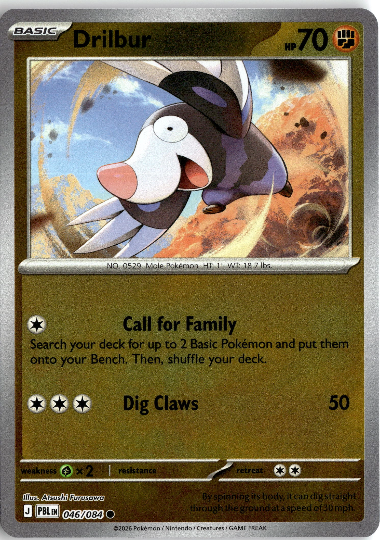 2026 Pokemon Pbl En Drilbur graded slab
