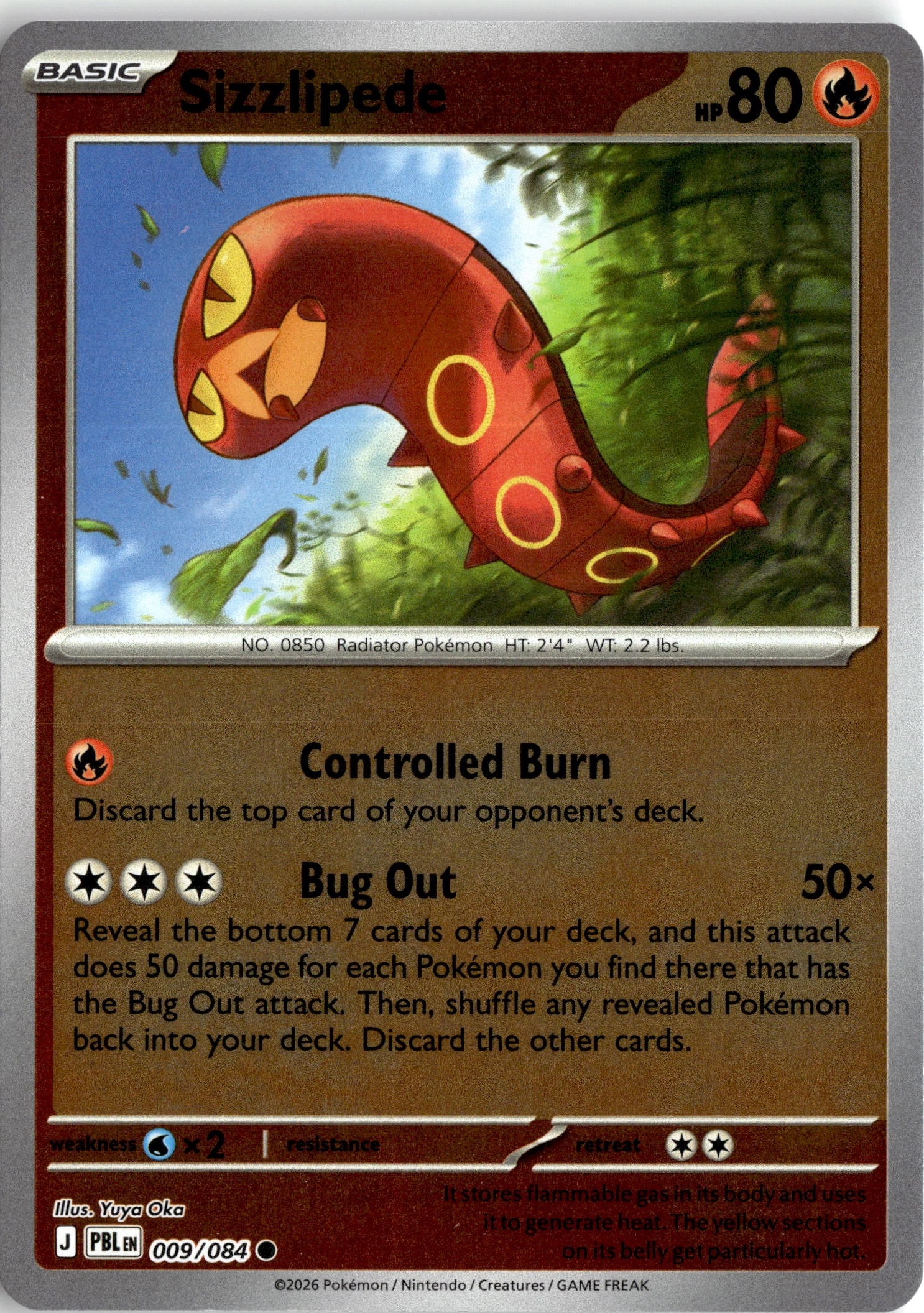2026 Pokemon Pbl En Sizzlipede graded slab