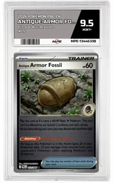 2026 POKEMON PBL EN Pitch Black-REV HOLO #072 Antique Armor Fossil MPE 9.5 MINT+ — graded card up for auction