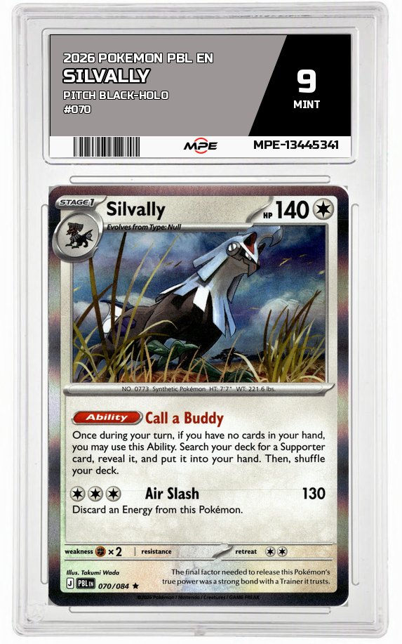 2026 POKEMON PBL EN Pitch Black-HOLO #070 Silvally MPE 9 MINT — graded card auctioned from the MPE vault