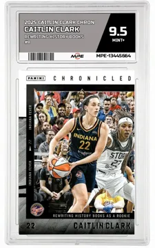 2025 CAITLIN CLARK CHRON REWRITING HISTORY BOOKS #8 CAITLIN CLARK MPE 9.5 MINT+ — graded card up for auction