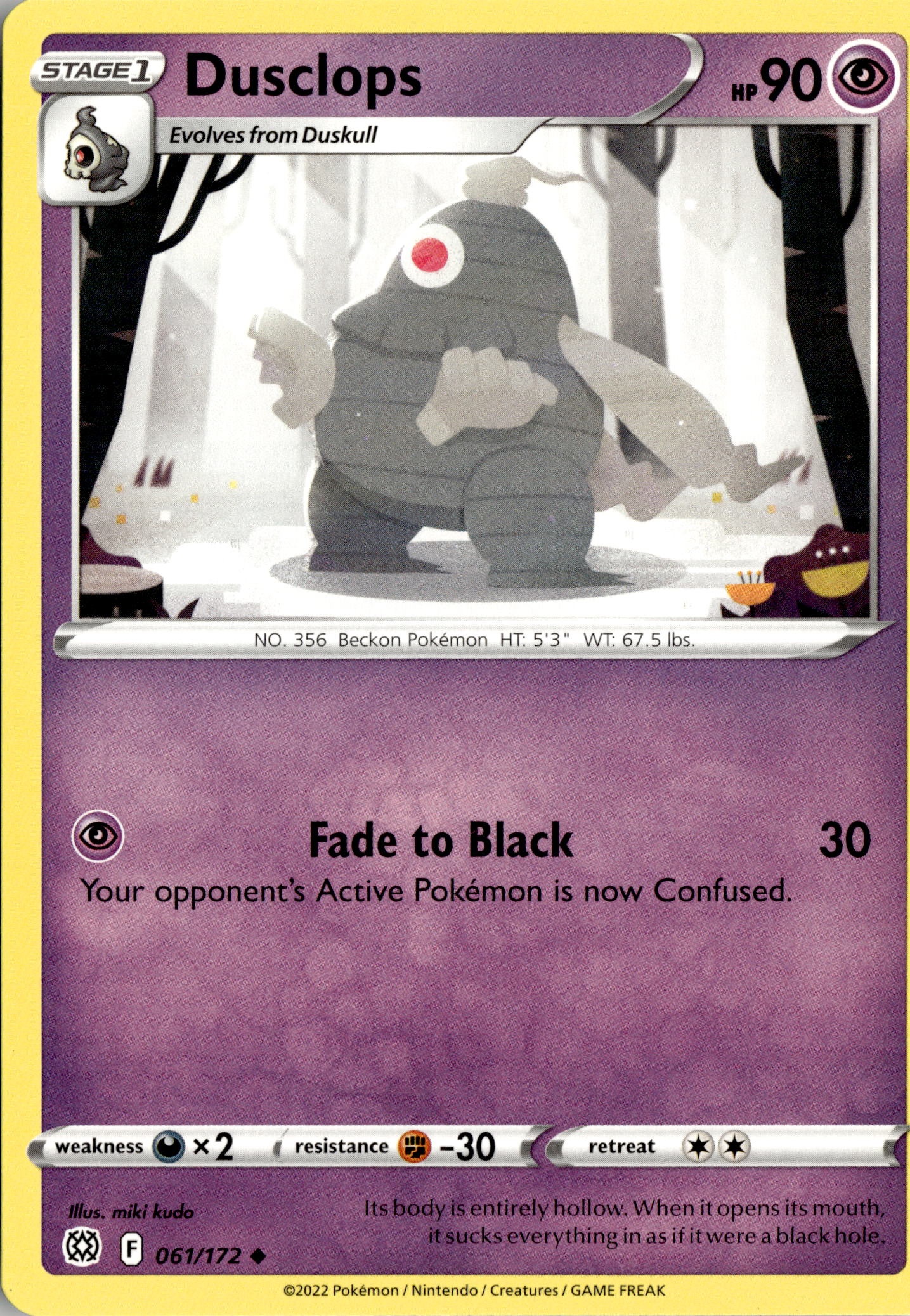 2022 Pokemon Brs En Dusclops graded slab