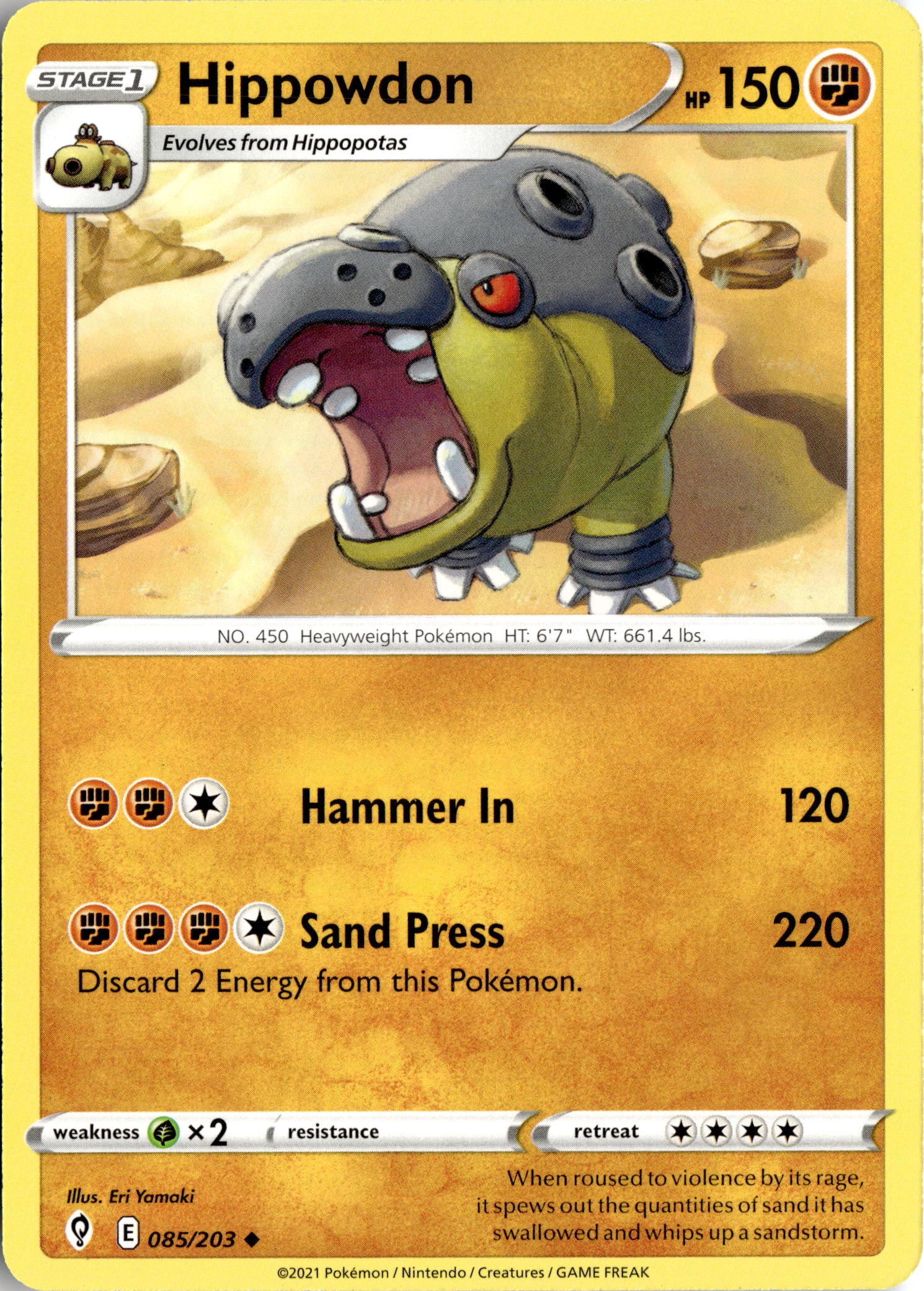 2021 Pokemon Evs En Hippowdon graded slab