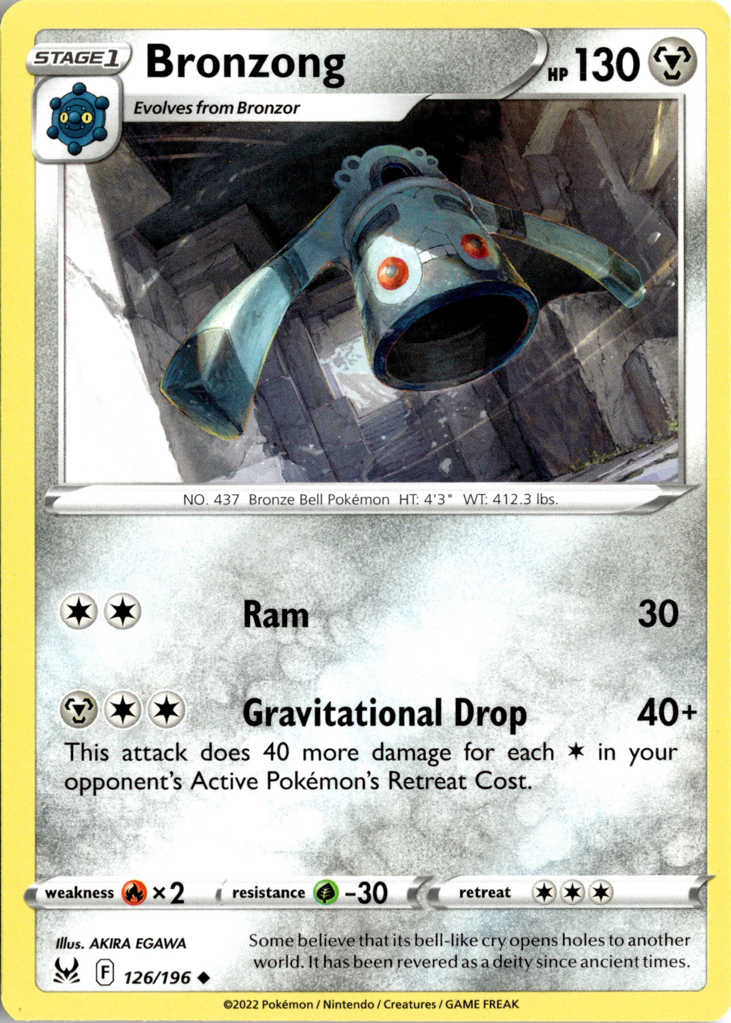 2022 Pokemon Lor En Bronzong graded slab