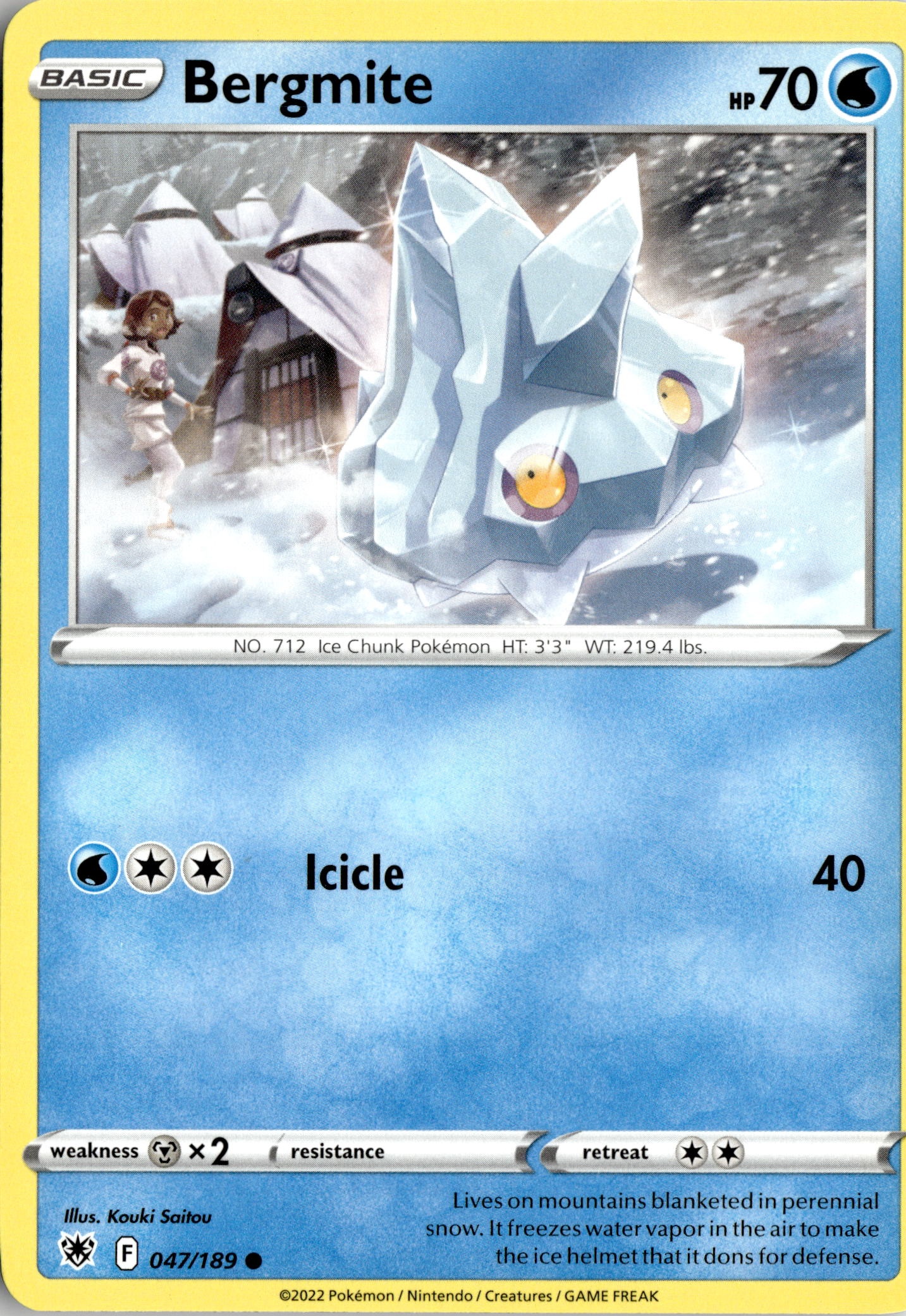 2022 Pokemon Asr En Bergmite graded slab
