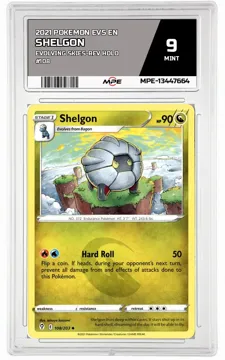 2021 POKEMON EVS EN Evolving Skies-REV HOLO #108 Shelgon MPE 9 MINT — graded card up for auction