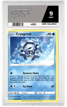2021 POKEMON EVS EN Evolving Skies #043 CRYOGONAL MPE 9 MINT — graded card up for auction