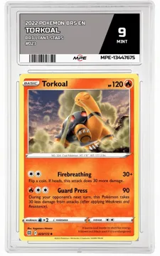 2022 POKEMON BRS EN Brilliant Stars #023 TORKOAL MPE 9 MINT — graded card up for auction