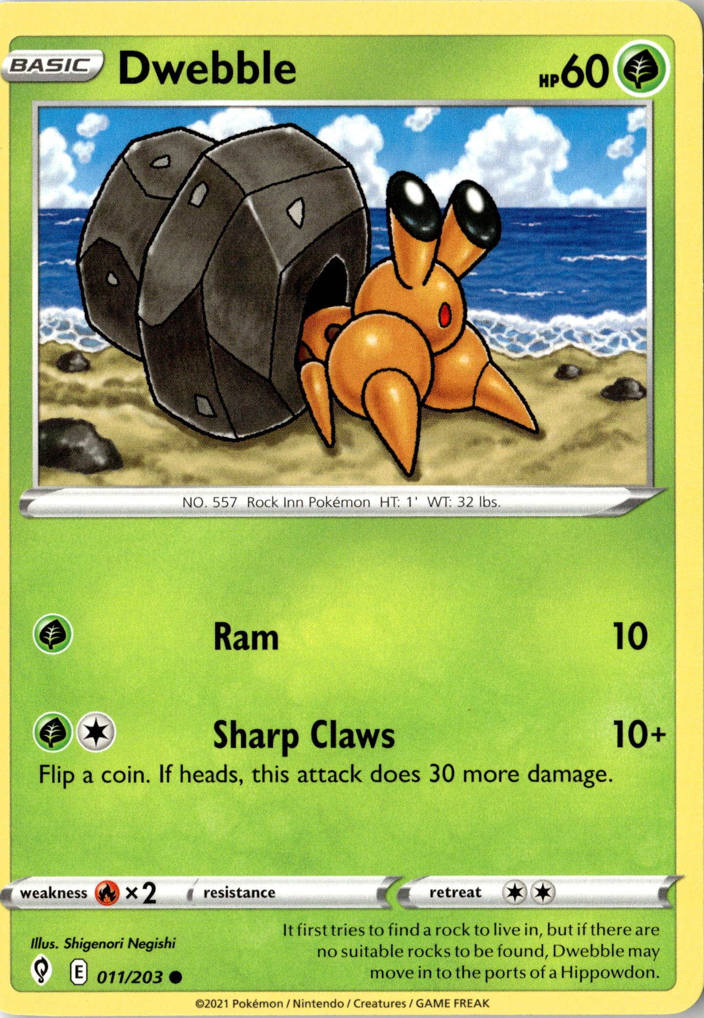 2021 Pokemon Evs En Dwebble graded slab