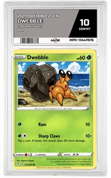 2021 POKEMON EVS EN Evolving Skies #011 Dwebble MPE 10 GEM/MT — graded card up for auction