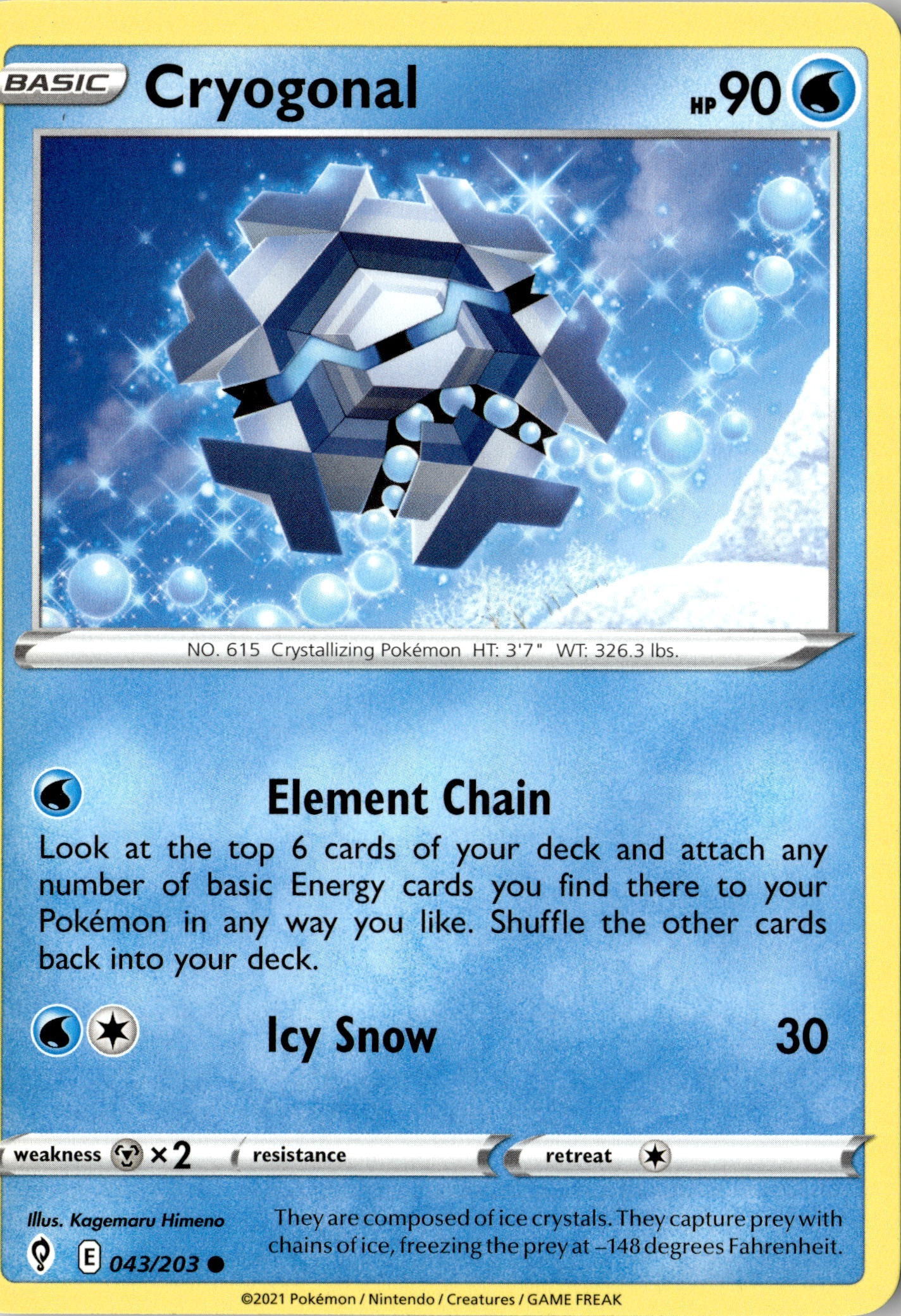 2021 Pokemon Evs En Cryogonal graded slab