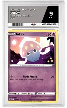 2022 POKEMON LOR EN Lost Origin-REV HOLO #077 Inkay MPE 9 MINT — graded card up for auction