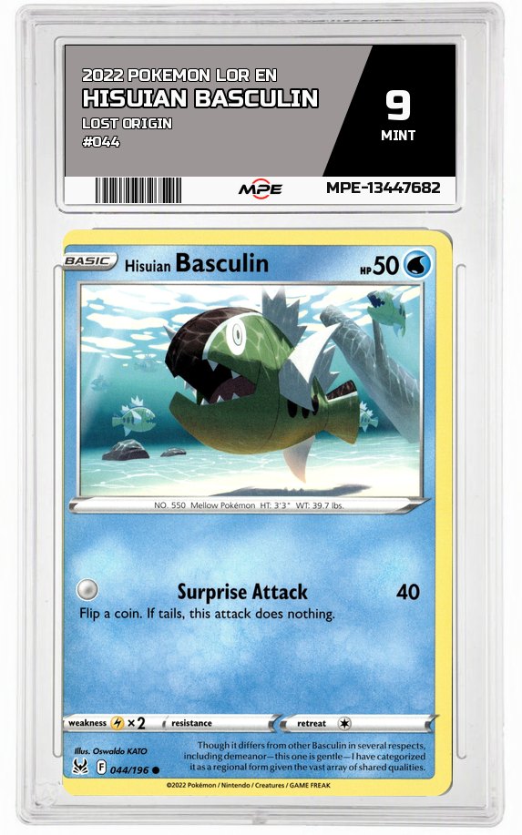 2022 POKEMON LOR EN Lost Origin #044 Hisuian Basculin MPE 9 MINT — graded card auctioned from the MPE vault