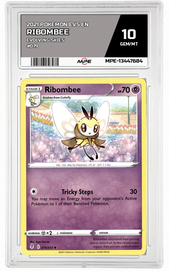 2021 POKEMON EVS EN Evolving Skies #079 Ribombee MPE 10 GEM/MT — graded card auctioned from the MPE vault