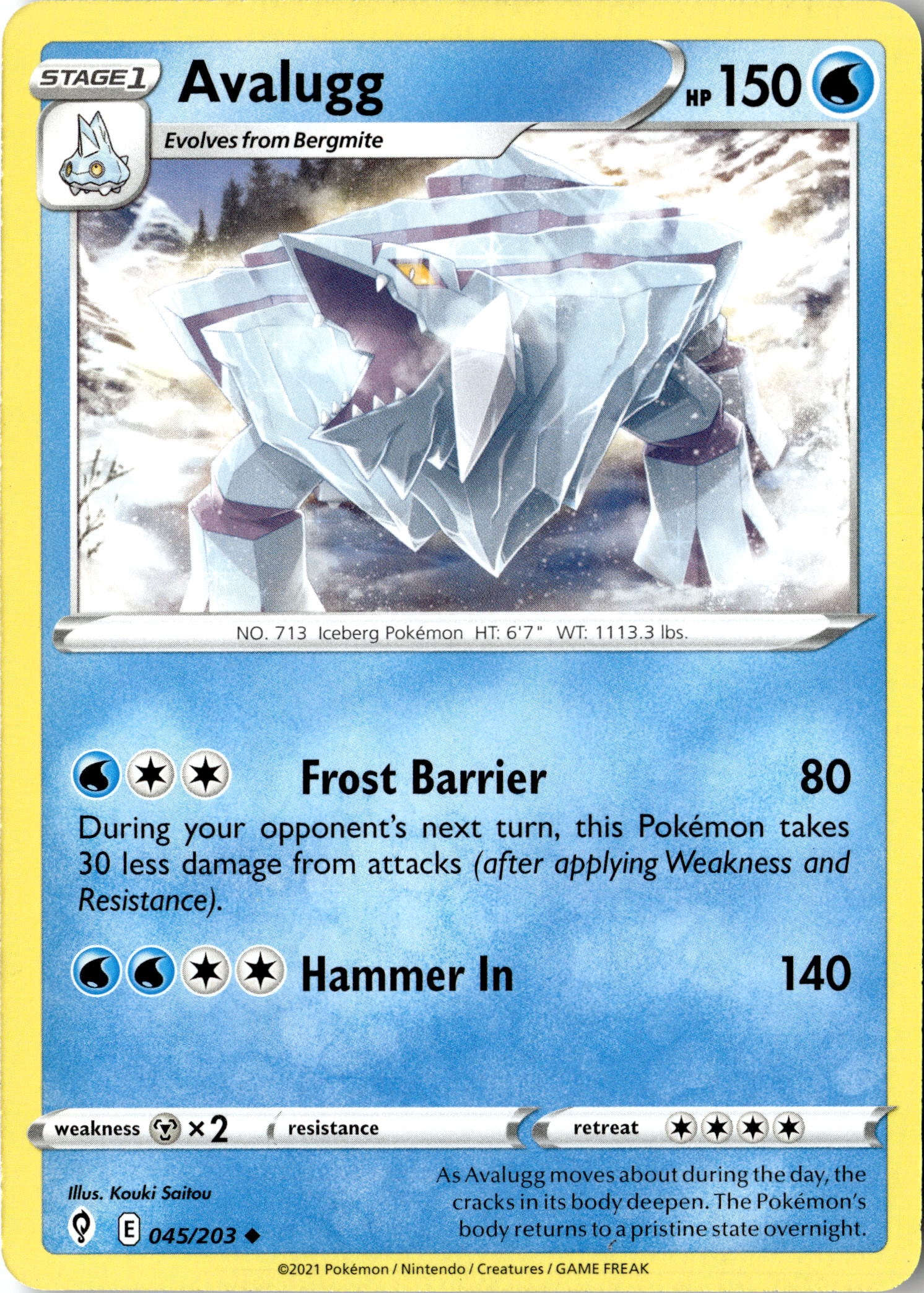 2021 Pokemon Evs En Avalugg graded slab
