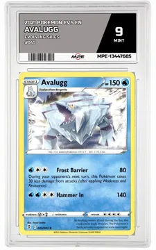 2021 POKEMON EVS EN Evolving Skies #045 AVALUGG MPE 9 MINT — graded card up for auction