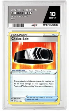 2022 POKEMON BRS EN Brilliant Stars #135 Choice Belt MPE 10 GEM/MT — graded card up for auction