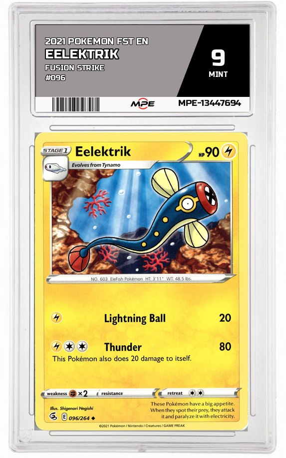 2021 POKEMON FST EN Fusion Strike #096 Eelektrik MPE 9 MINT — graded card auctioned from the MPE vault