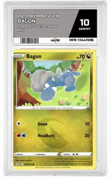 2021 POKEMON EVS EN Evolving Skies-REV HOLO #107 Bagon MPE 10 GEM/MT — graded card up for auction