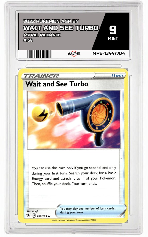 2022 POKEMON ASR EN Astral Radiance #158 Wait and See Turbo MPE 9 MINT — graded card auctioned from the MPE vault