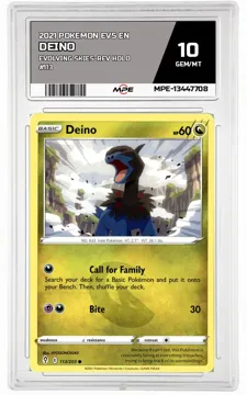2021 POKEMON EVS EN Evolving Skies-REV HOLO #113 Deino MPE 10 GEM/MT — graded card up for auction
