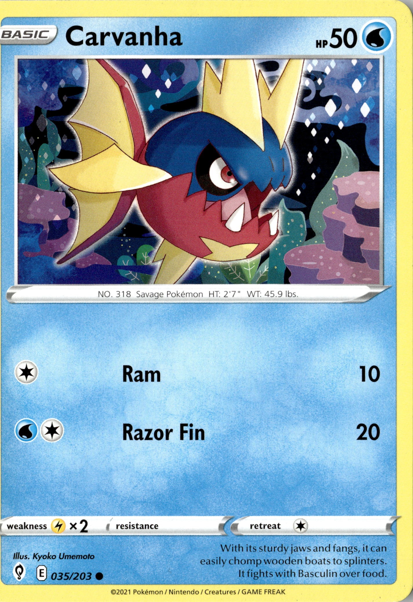 2021 Pokemon Evs En Carvanha graded slab