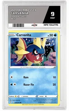 2021 POKEMON EVS EN Evolving Skies #035 CARVANHA MPE 9 MINT — graded card up for auction
