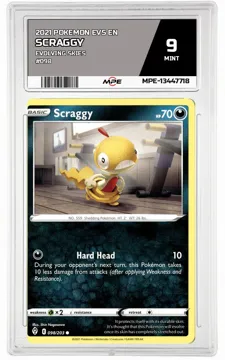 2021 POKEMON EVS EN Evolving Skies #098 SCRAGGY MPE 9 MINT — graded card up for auction