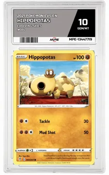 2021 POKEMON EVS EN Evolving Skies #084 Hippopotas MPE 10 GEM/MT — graded card up for auction