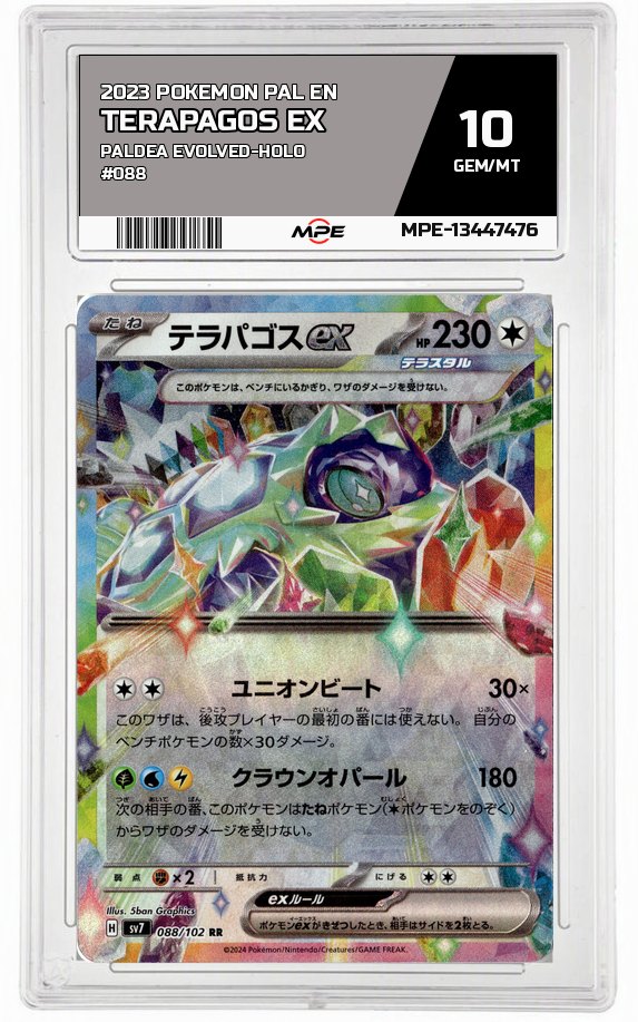 2023 POKEMON PAL EN Paldea Evolved-HOLO #088 TERAPAGOS EX MPE 10 GEM/MT — graded card auctioned from the MPE vault
