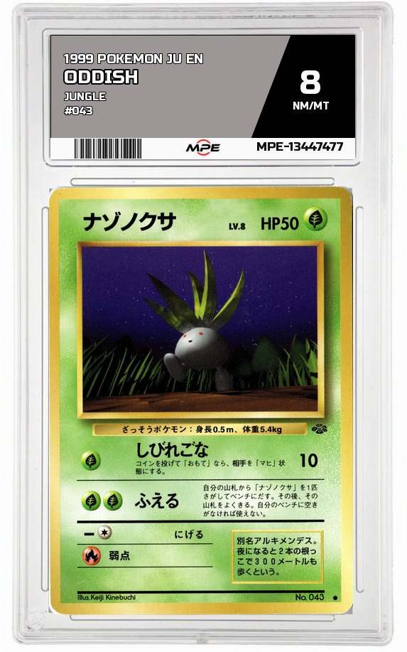 1999 POKEMON JU EN Jungle #043 ODDISH MPE 8 NM/MT — graded card auctioned from the MPE vault