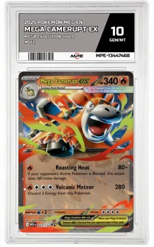 2025 POKEMON MEG EN Mega Evolution-HOLO #022 Mega Camerupt EX MPE 10 GEM/MT — graded card up for auction