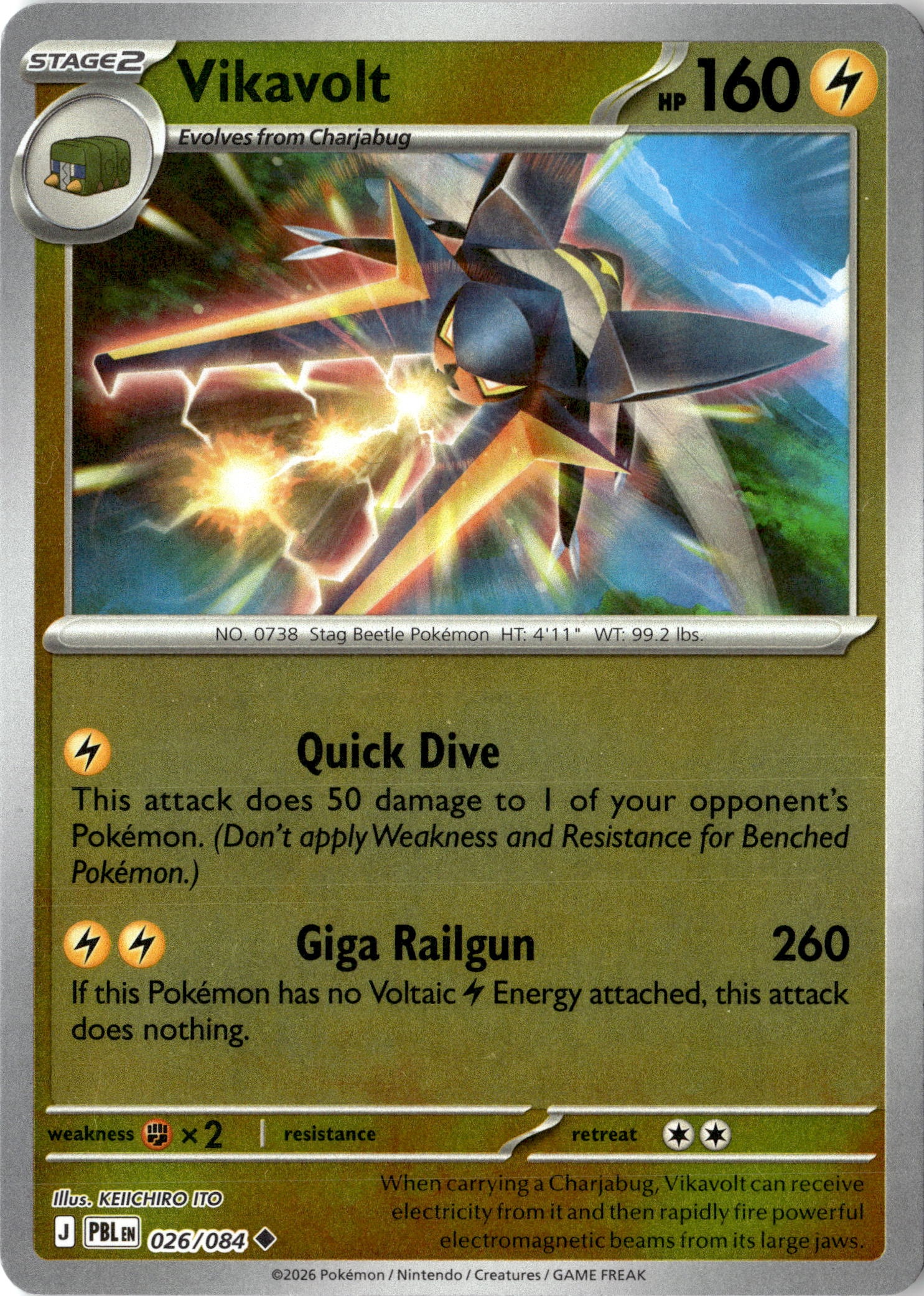 2026 Pokemon Pbl En Vikavolt graded slab