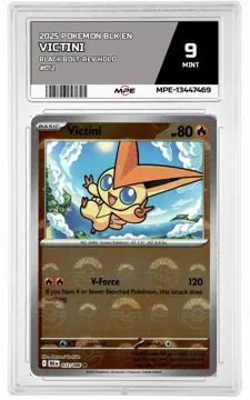 2025 POKEMON BLK EN Black Bolt-REV HOLO #012 VICTINI MPE 9 MINT — graded card up for auction