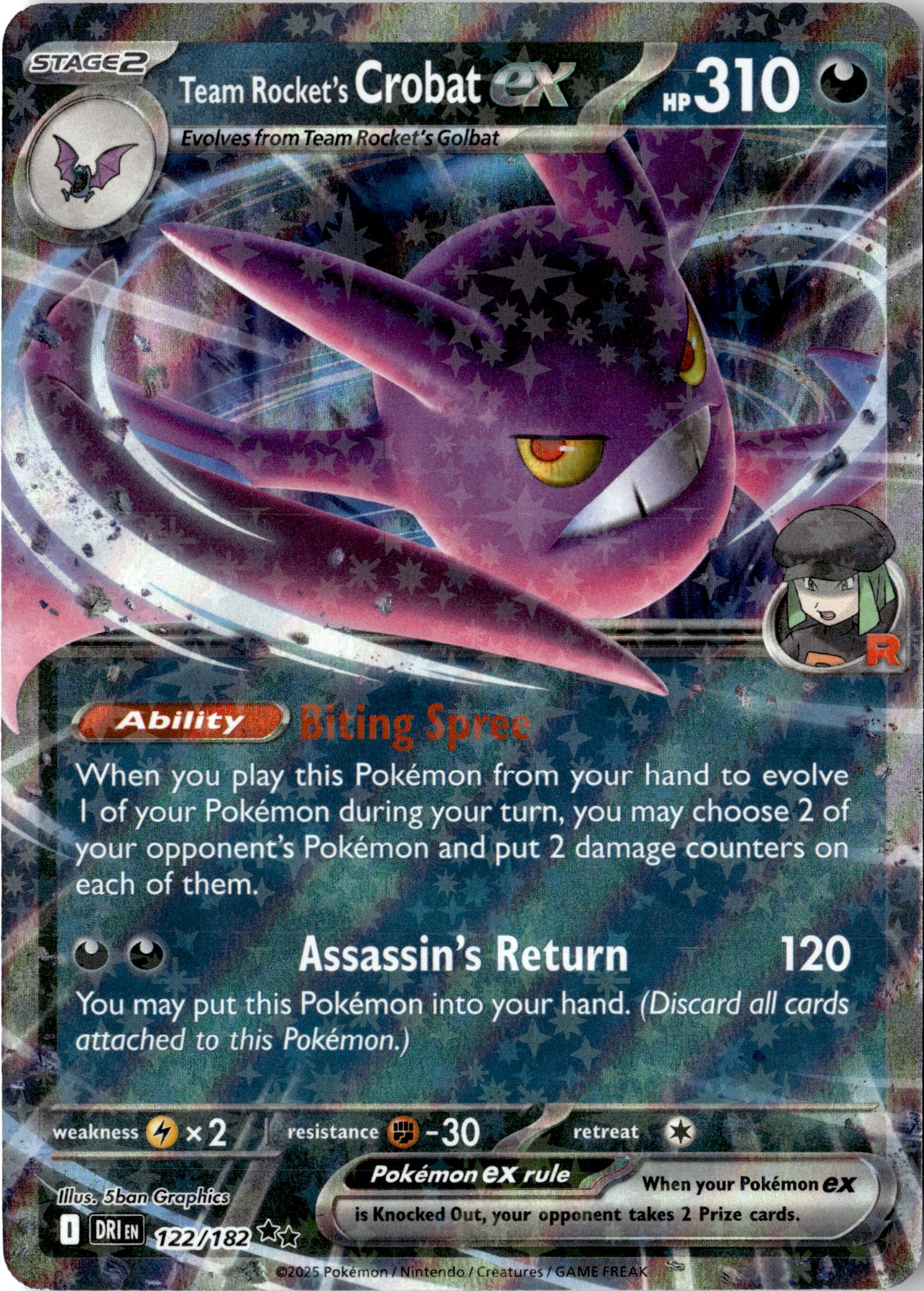 2025 Pokemon Dri En Team Rocket's Crobat EX graded slab
