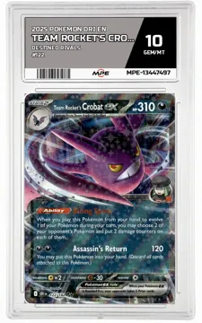 2025 POKEMON DRI EN Destined Rivals #122 Team Rocket's Crobat EX MPE 10 GEM/MT — graded card up for auction