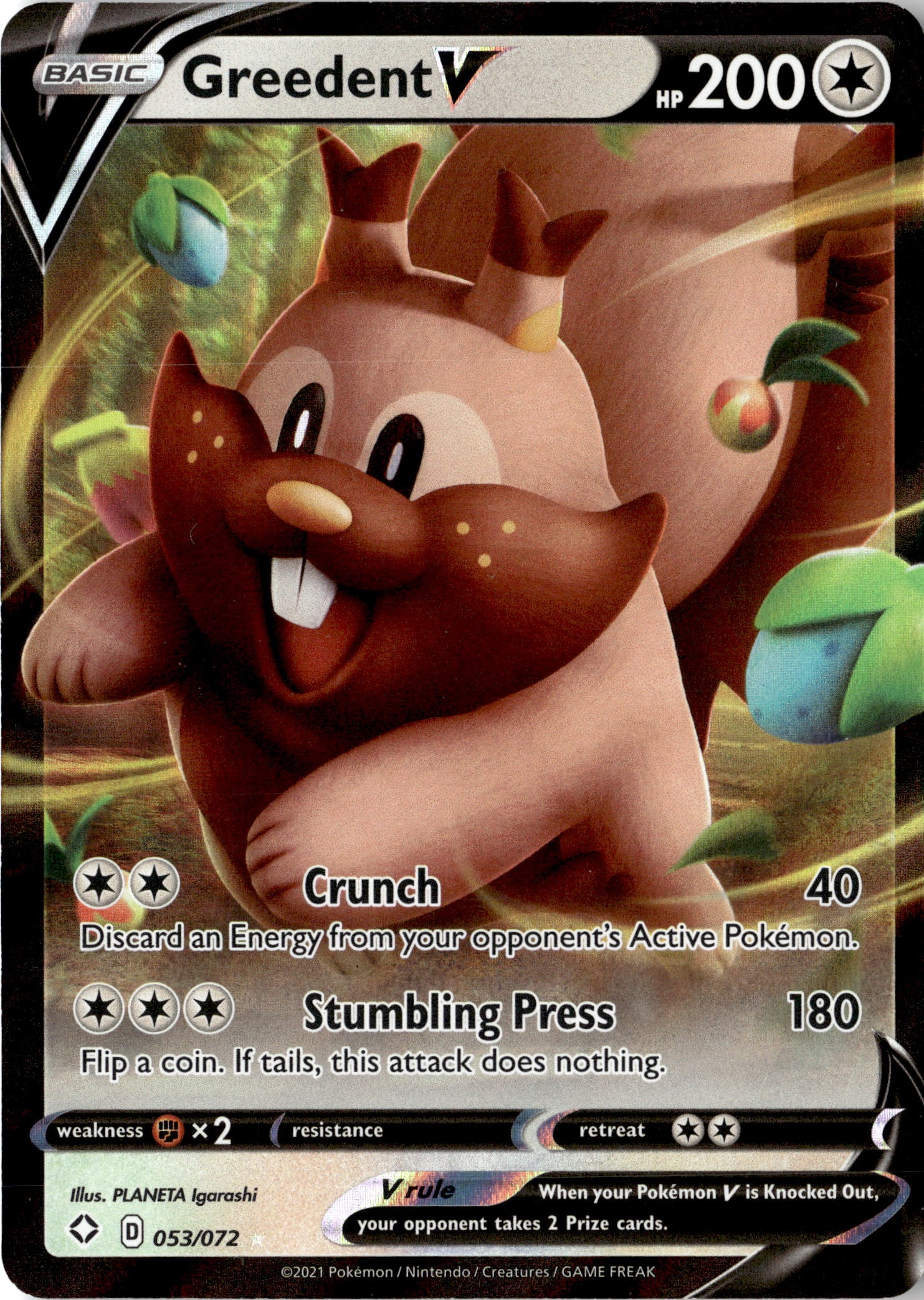 2021 Pokemon Shf En Greedent V graded slab