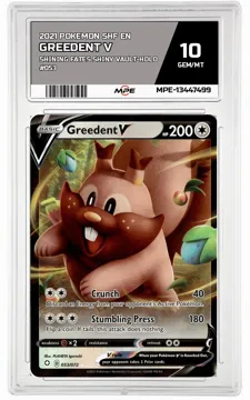 2021 POKEMON SHF EN Shining Fates Shiny Vault-HOLO #053 Greedent V MPE 10 GEM/MT — graded card up for auction